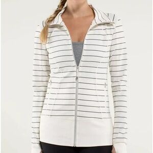 Lululemon Define Jacket, cream with gray stripes Size 8